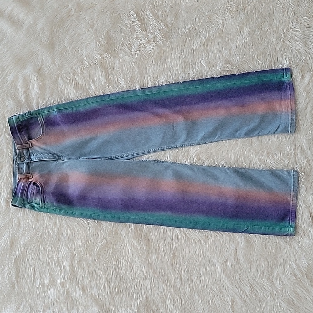 Justice Rainbow Wide Leg Light Wash Girls Jeans Size 12 NWOT